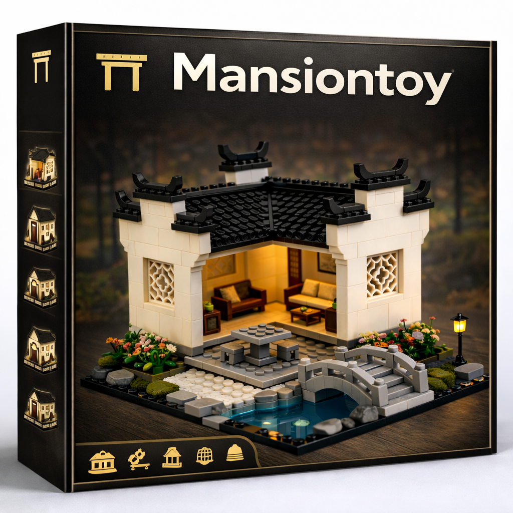 Oriental Courtyard Pavilion Building Set
